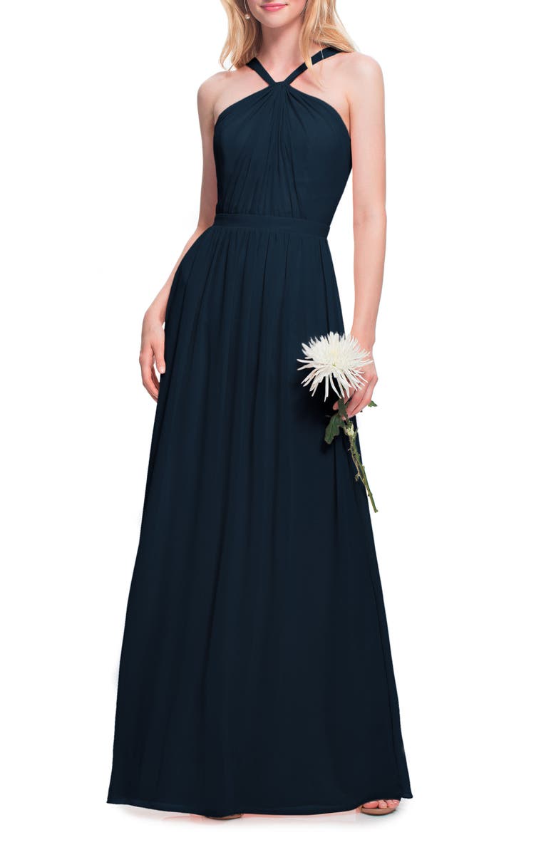 #Levkoff Halter Chiffon A-Line Gown, Main, color, 