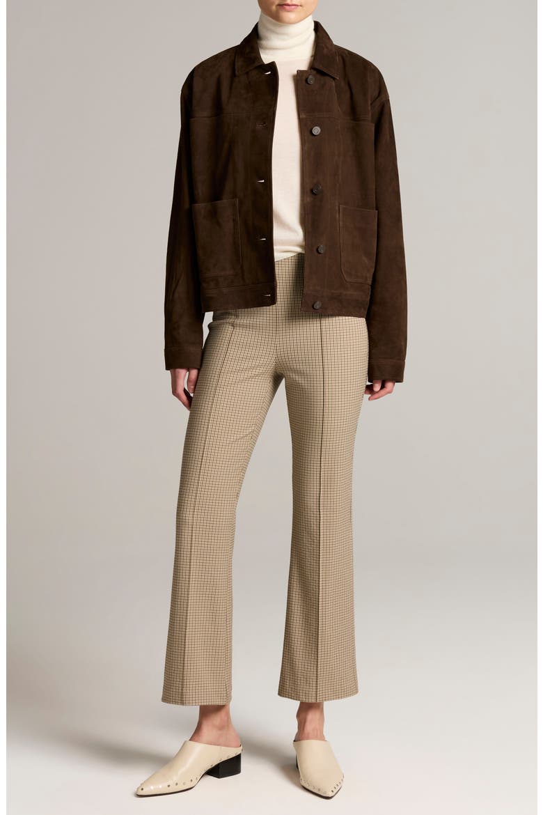 Niki Mid Rise Crop Flare Plaid Pants, Alternate, color, OAK BUFF CHECK