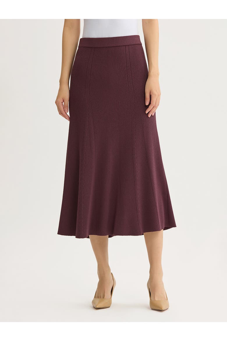 Flared Tonal Ribbed Knit Maxi Skirt, Main, color, Mahogany