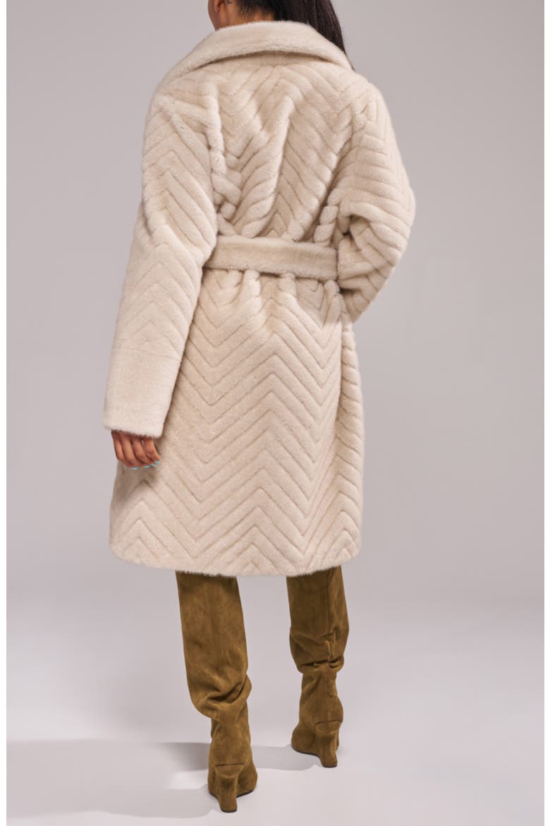 Veronica Chevron Faux Fur Jacket, Alternate, color, CREAM