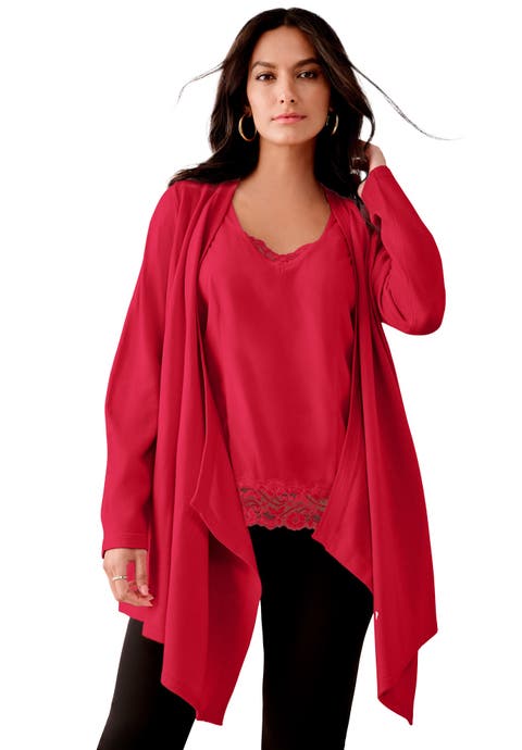 Plus Size Lightweight Handkerchief Hem Cardigan Sweater (Plus)