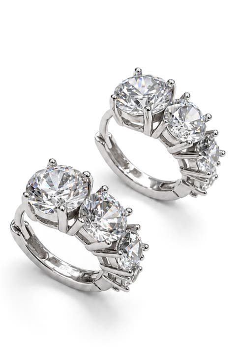 Gradient Cubic Zirconia Huggie Hoop Earrings