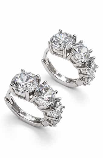 Gradient Cubic Zirconia Huggie Hoop Earrings