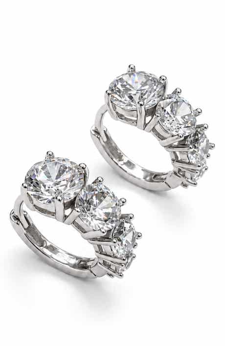 Gradient Cubic Zirconia Huggie Hoop Earrings