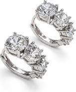 BEST SILVER Gradient Cubic Zirconia Huggie Hoop Earrings