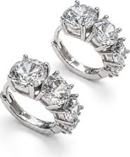 BEST SILVER Gradient Cubic Zirconia Huggie Hoop Earrings