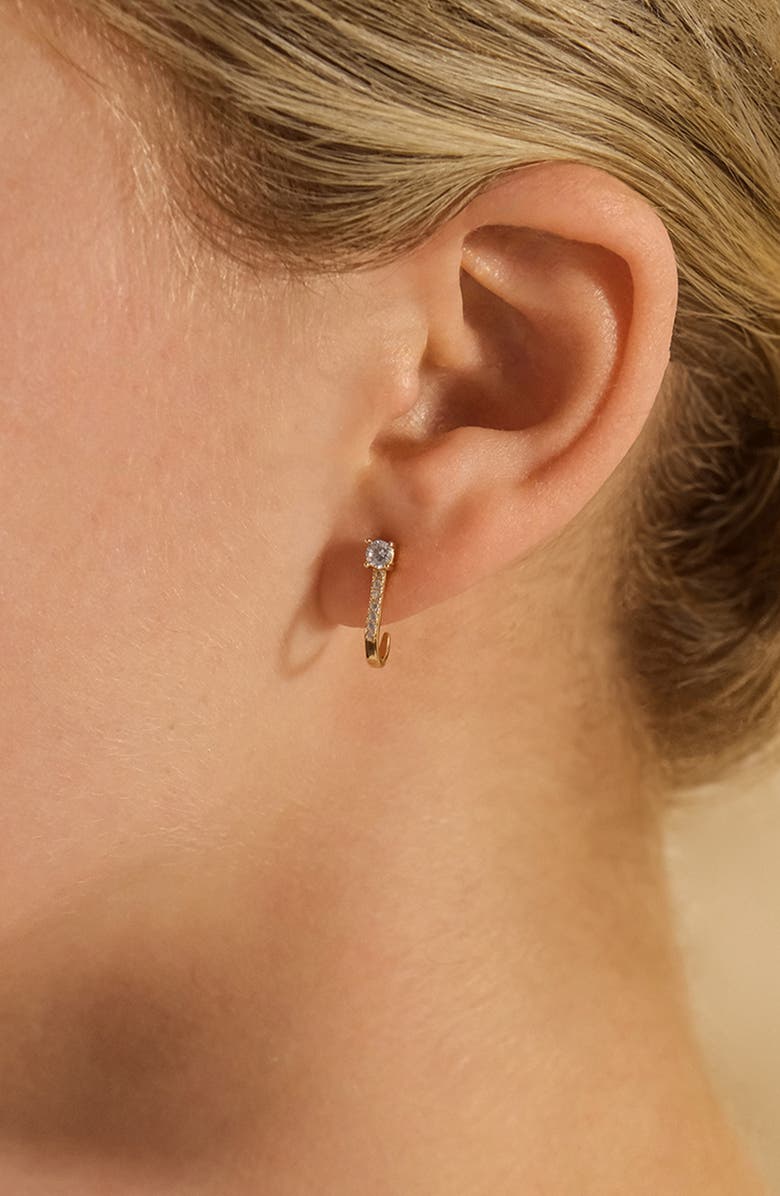 Sterling Forever Cubic Zirconia Pavé Drop Earrings, Alternate, color, Gold