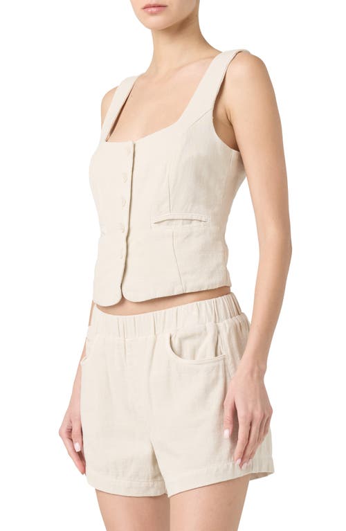 Shop Blanknyc Cotton & Linen Crop Blazer In Oyster Bar
