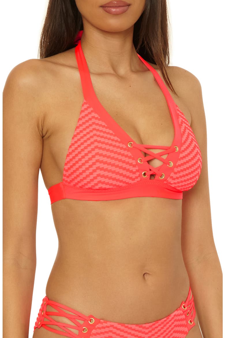 Connect Banded Halter Bikini Top, Alternate, color, DRAGON FIRE
