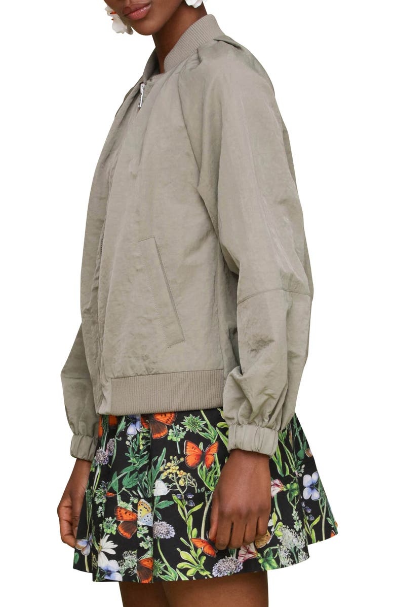 Avec Les Filles Pleated Balloon Bomber Jacket, Alternate, color, Sage