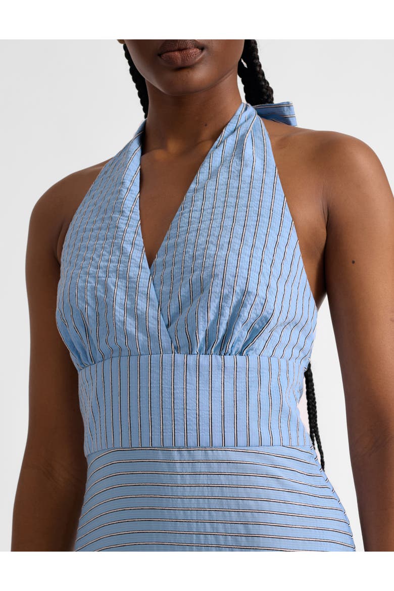 Stripe Halter Neck Midi Dress, Alternate, color, Blue
