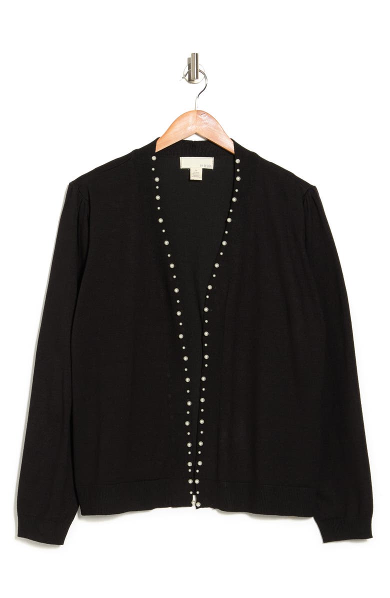 BY DESIGN Panther Pearly Beaded Open Front Cardigan, Alternate, color, Black