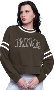 STARTER Women's Starter Brown San Diego Padres Power Play Cropped Pullover Sweatshirt