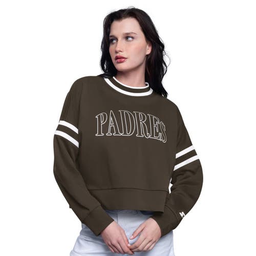 Starter Brown San Diego Padres Power Play Cropped Pullover Sweatshirt