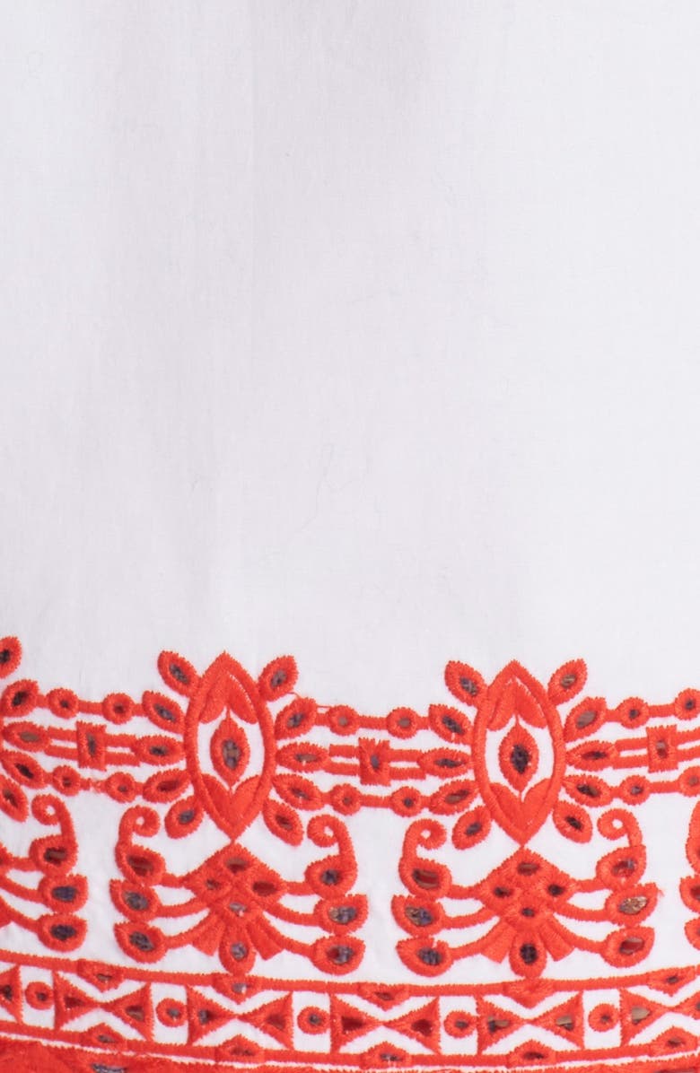 Tory Burch 'Isla' Embroidered Stretch Cotton Tunic, Alternate, color, 