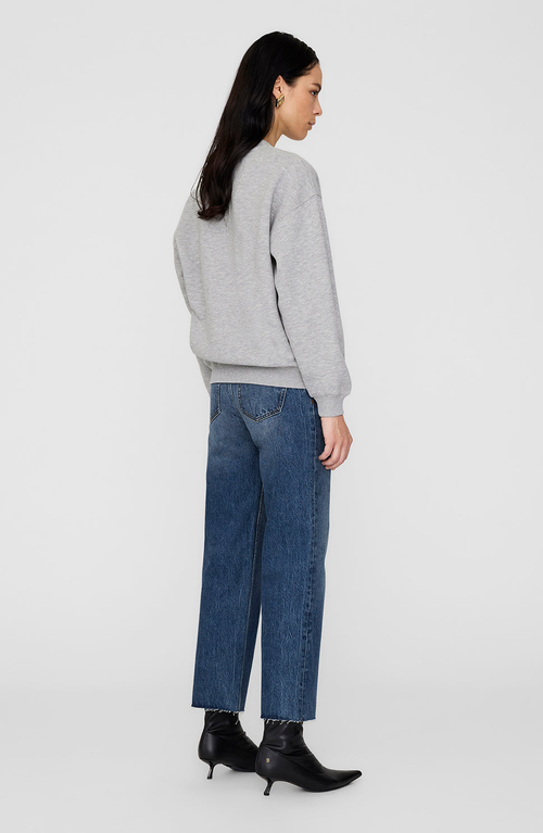 Anine Bing Grey Crew Neck Sweatshirt With Bold Lettering In Gray