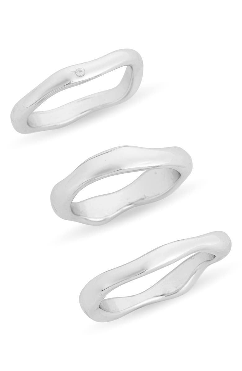 NORDSTROM RACK Set of 3 Wavy Band Rings, Main, color, 