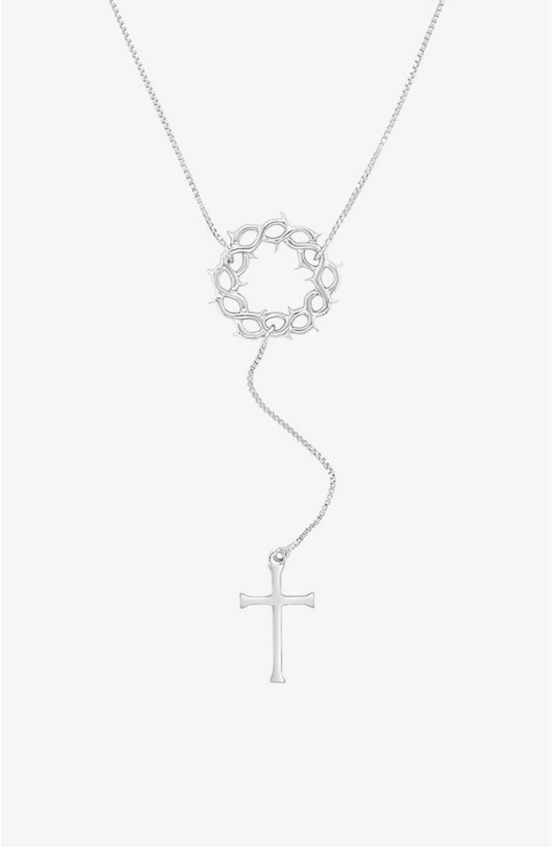 Rizen Jewelry Crown of Thorns Y Necklace, Main, color, Sterling Silver