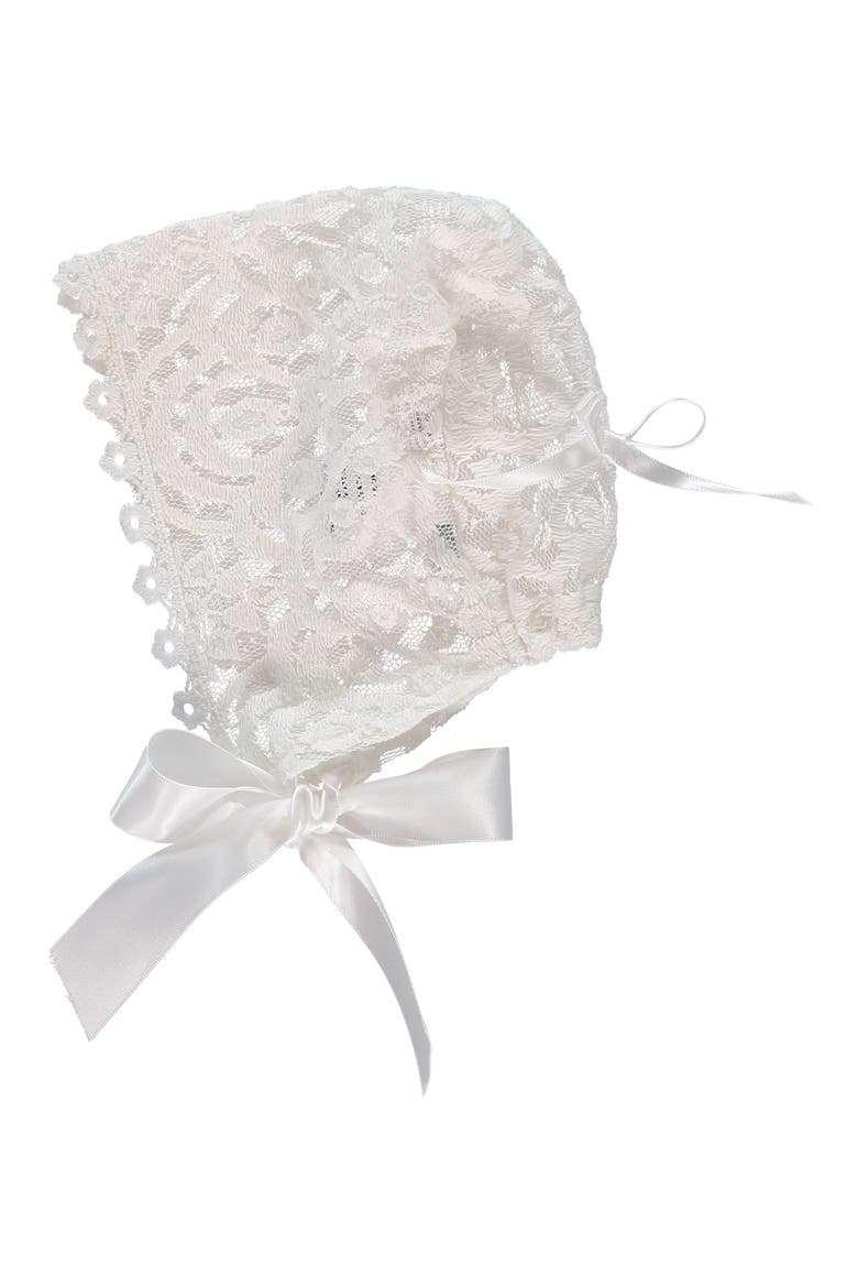 4-Piece All Lace Christening Set with Bonnet & Bib, Alternate, color, OFF WHITE