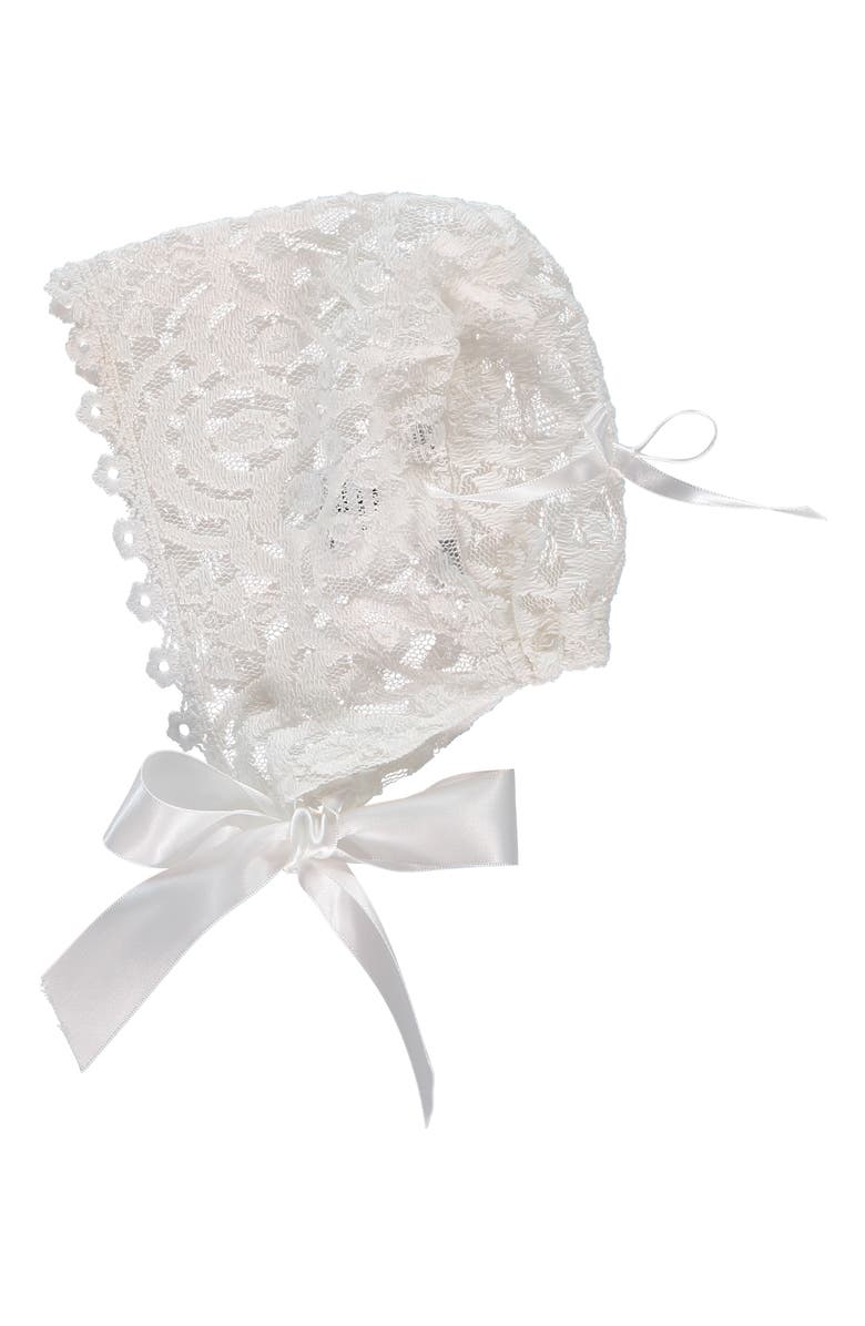 Carriage Boutique 4-Piece All Lace Christening Set with Bonnet & Bib, Alternate, color, Off White