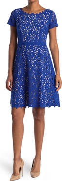 FOCUS BY SHANI Laser Cutout Short Sleeve Dress