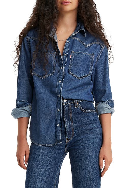 Teodora Western Snap-Up Chambray Shirt