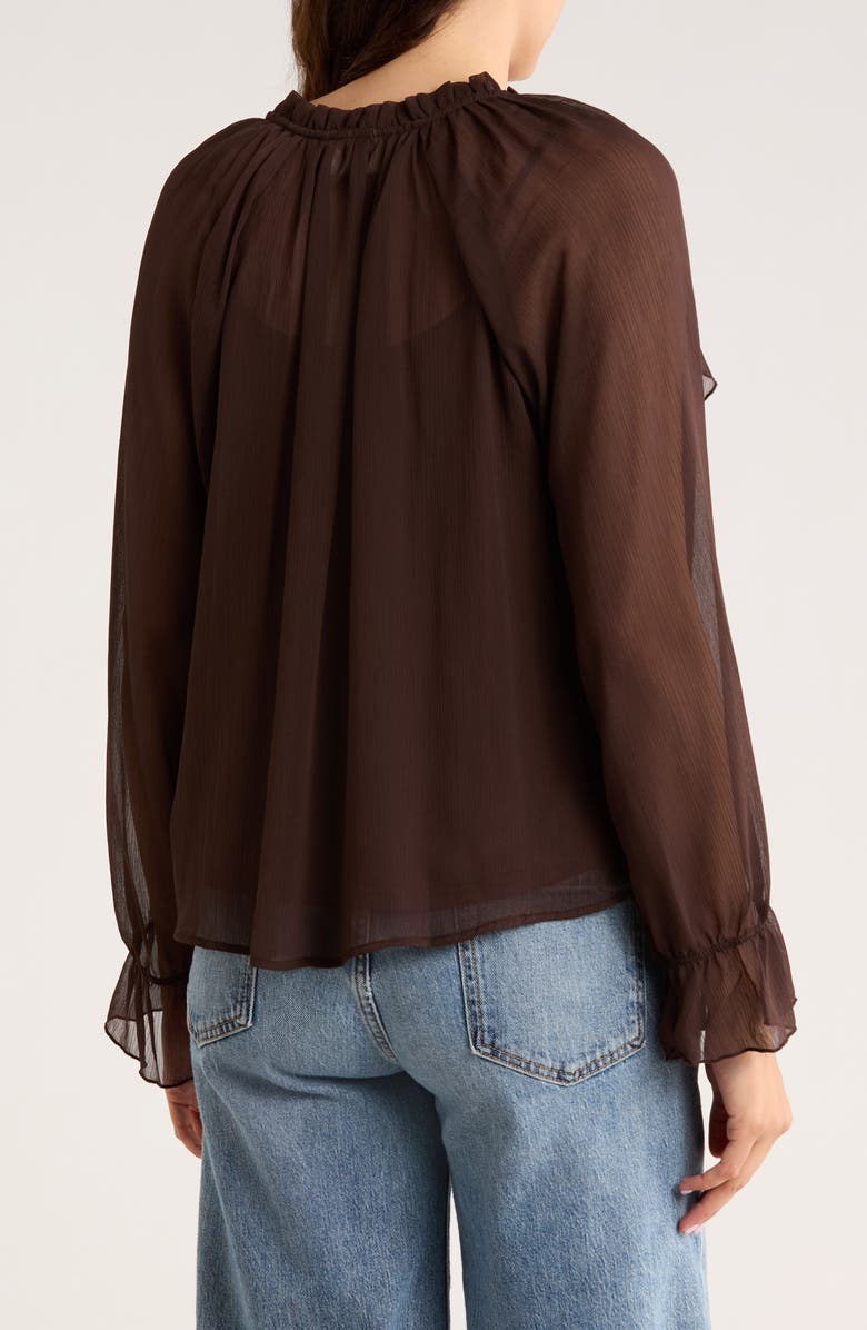 MELLODAY Ruffle Long Sleeve Top, Alternate, color, Coffee