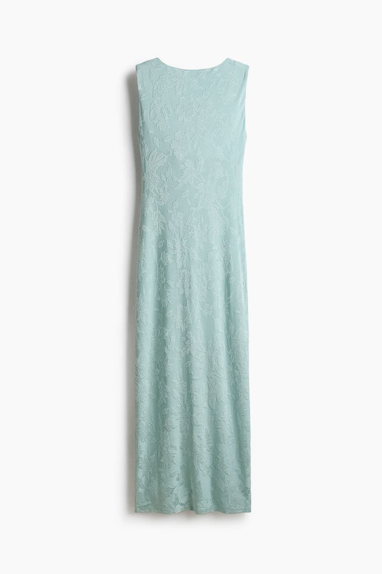 Cowl-back Jacquard-jersey Dress, Alternate, color, Light turquoise