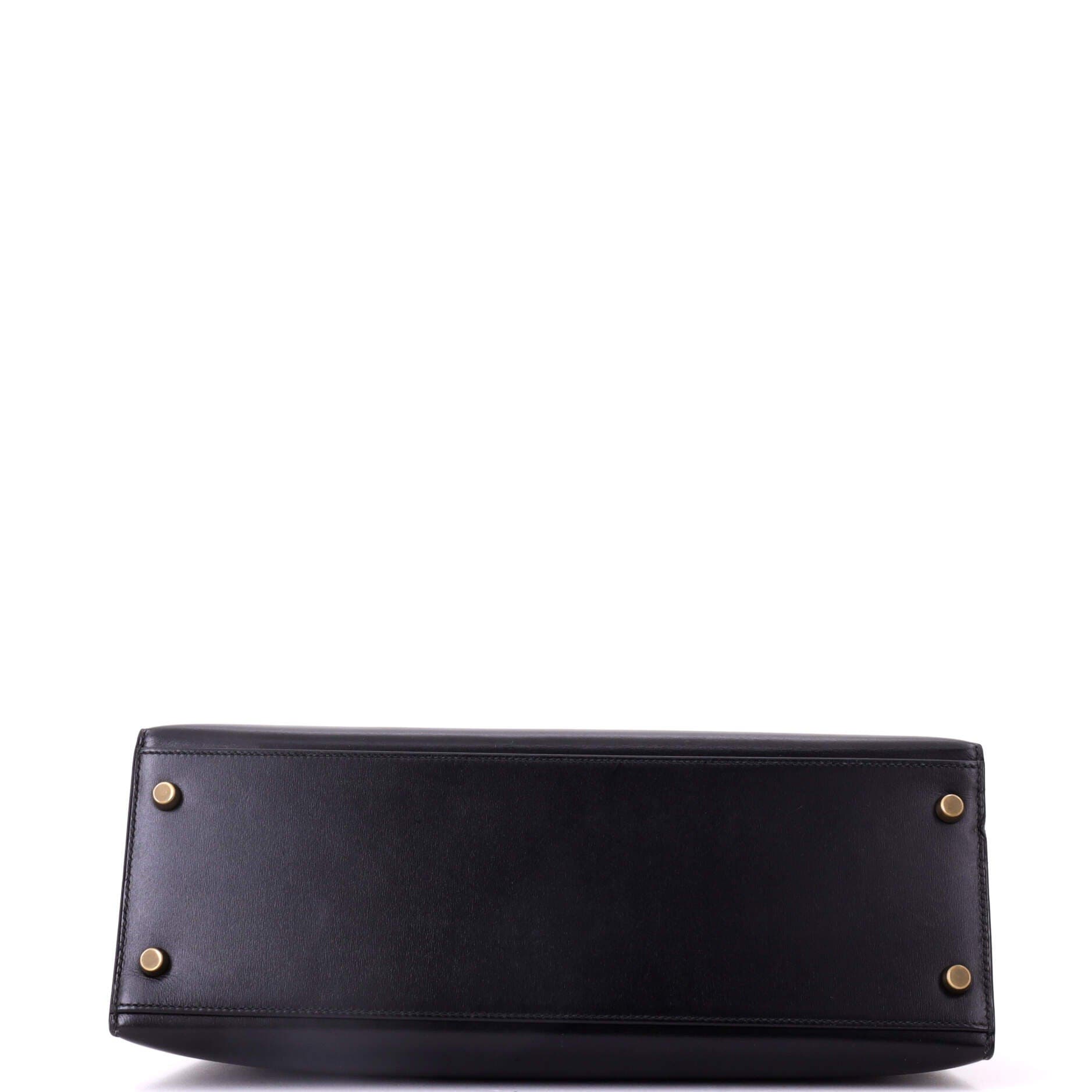 Pre-Owned Hermes Kelly Handbag Black Box Calf with Gold Hardware 32, Alternate, color, Noir