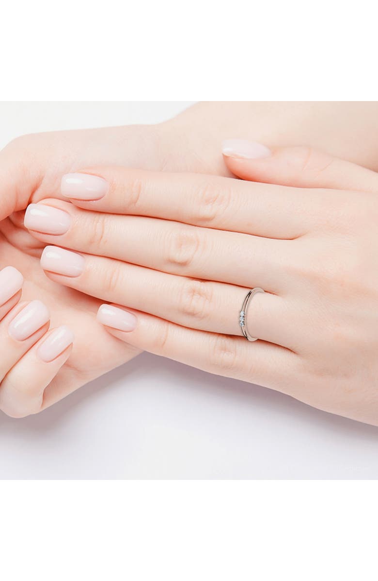 Bliss Diamond Delicate Diamond 3-Stone Minimalist Anniversary Wedding Ring 14k Gold Lab Grown, Alternate, color, 14K Rose Gold