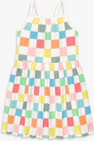 Primary Kids Picnic Dress In Rainbow Patterns