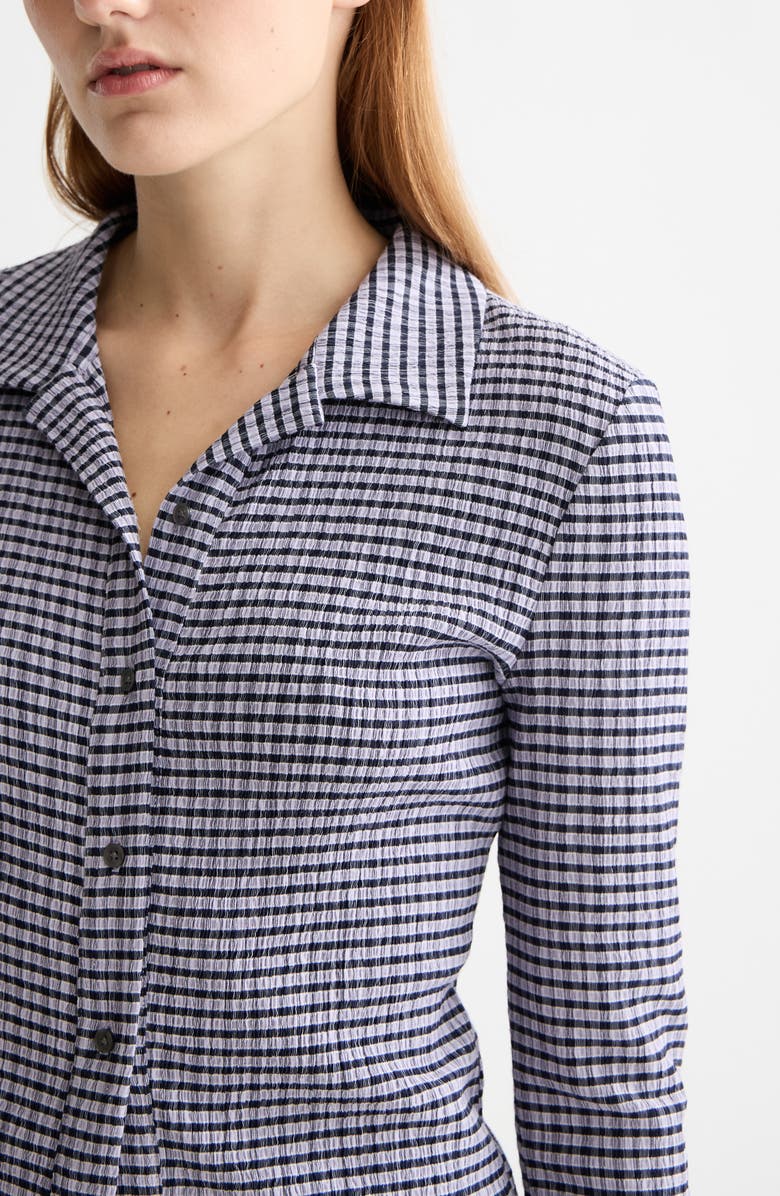 Scotch & Soda Textured Gingham Button-Up Shirt, Alternate, color, Sky Captain/ Languid Lavender