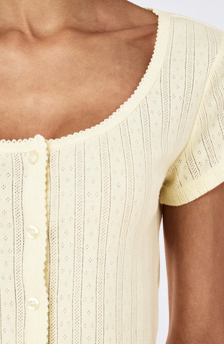 Papinelle Imogen Cotton Pointelle Knit Pajama Top, Alternate, color, Buttercup