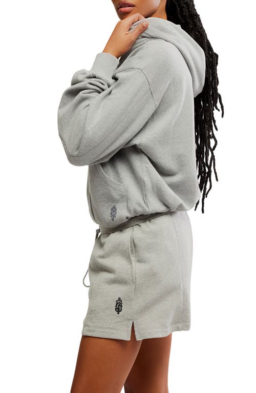 Free People Day Off Crop Cotton Blend Hoodie In Gray