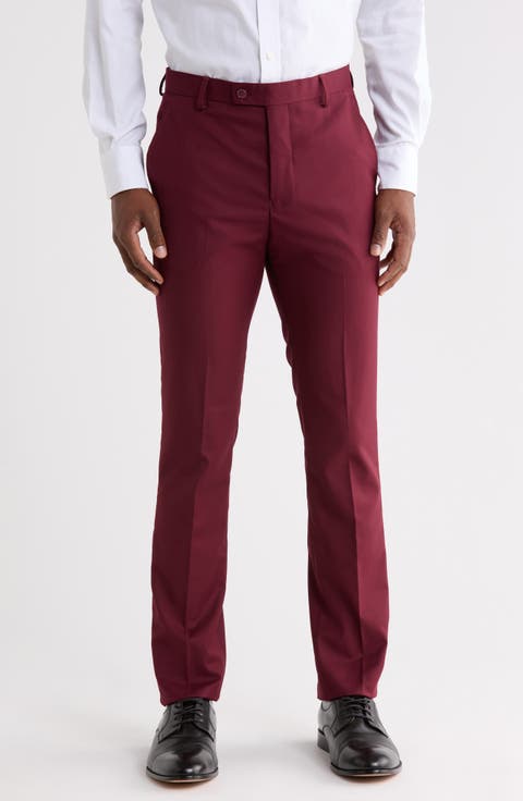 Men's Burgundy Dress Pants & Slacks
