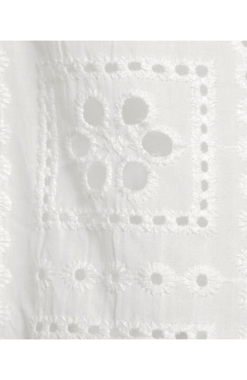 LANDS' END LANDS' END EYELET CREW PUFF SLEEVE TOP