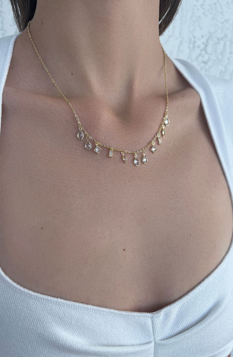 Adornia Mixed Crystal Shaker Necklace, Alternate, color, Gold