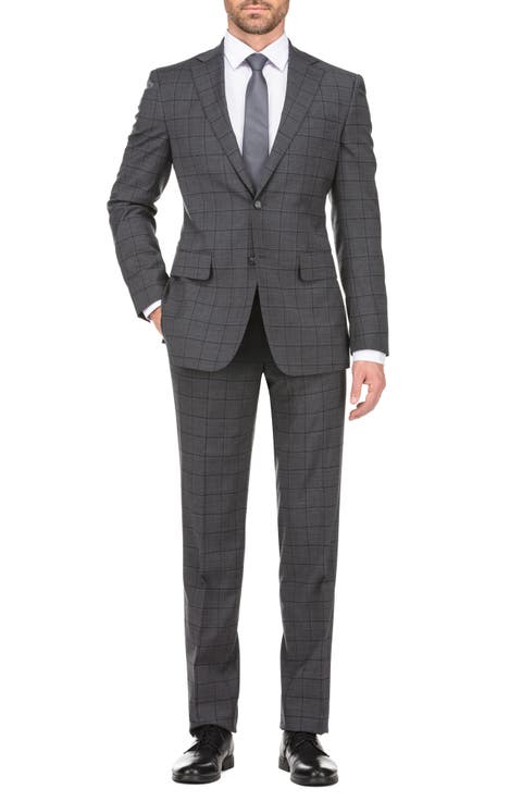 Two Button Notch Lapel Trim Fit Suit