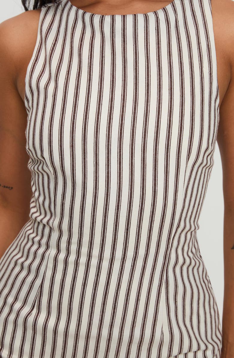 Princess Polly Yumiko Stripe Romper, Alternate, color, Brown