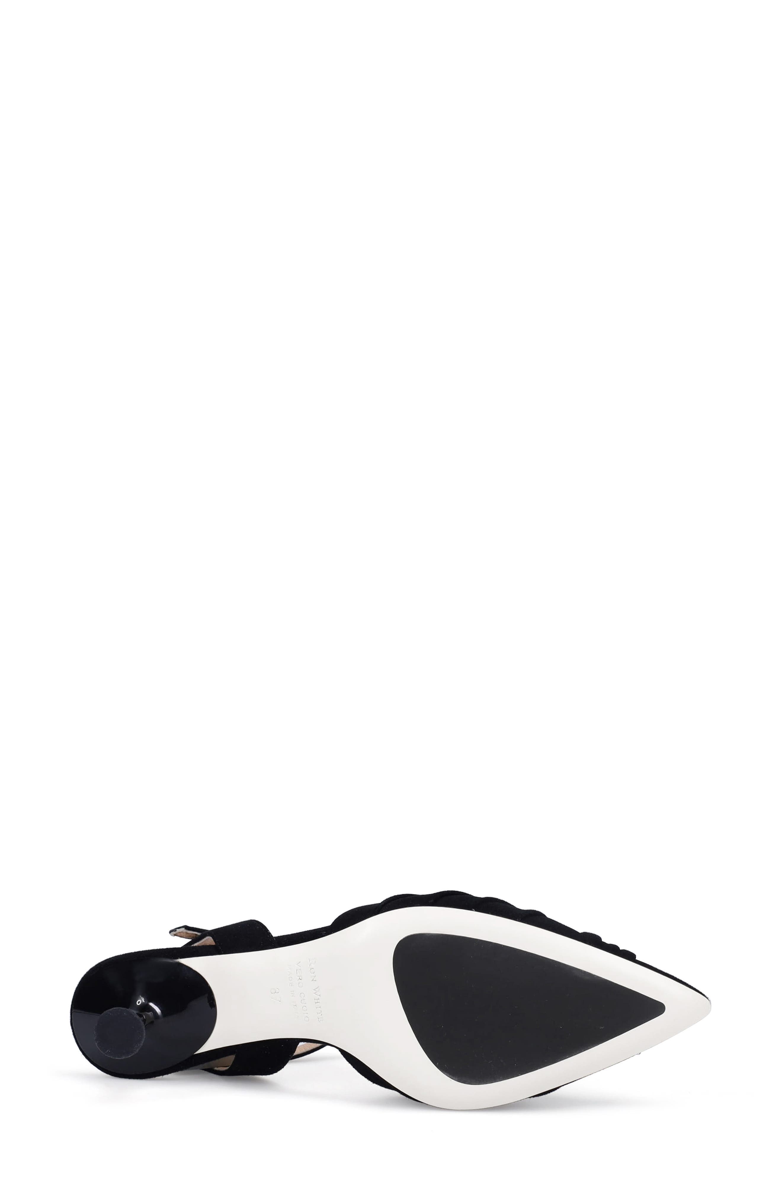 Ron White Quinelle Ankle Strap Pointed Toe Kitten Heel Pump, Alternate, color, Onyx Suede