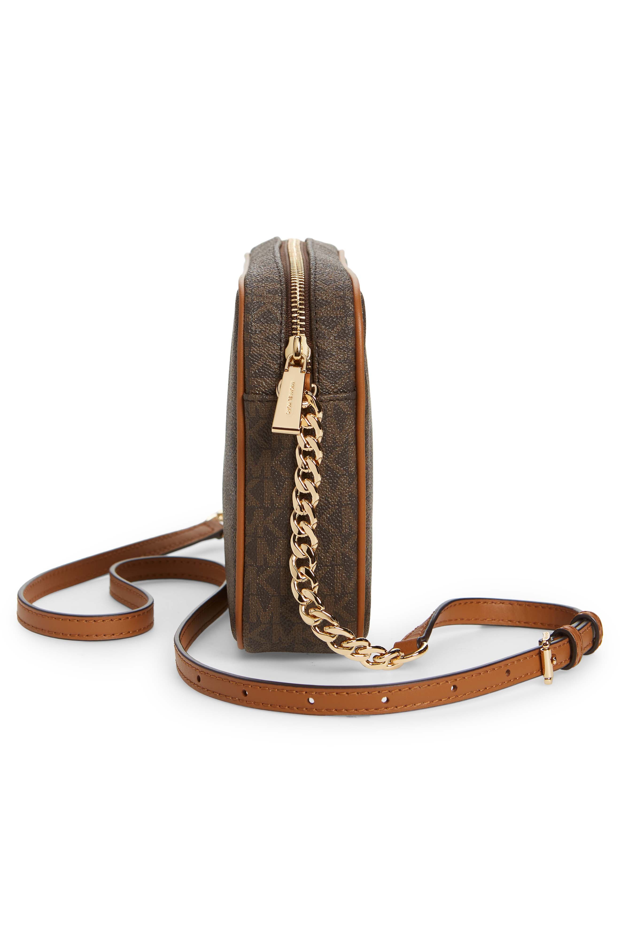 'Large Jet Set' East/West Saffiano Crossbody Bag, Alternate, color, BROWN