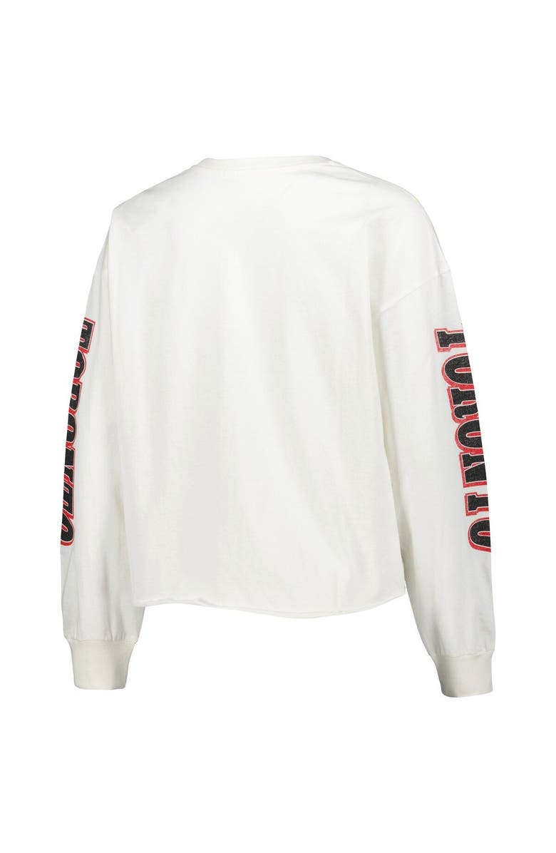 '47 Women's '47 Cream Toronto Raptors Parkway Brush Back Long Sleeve Cropped T-Shirt, Alternate, color, 