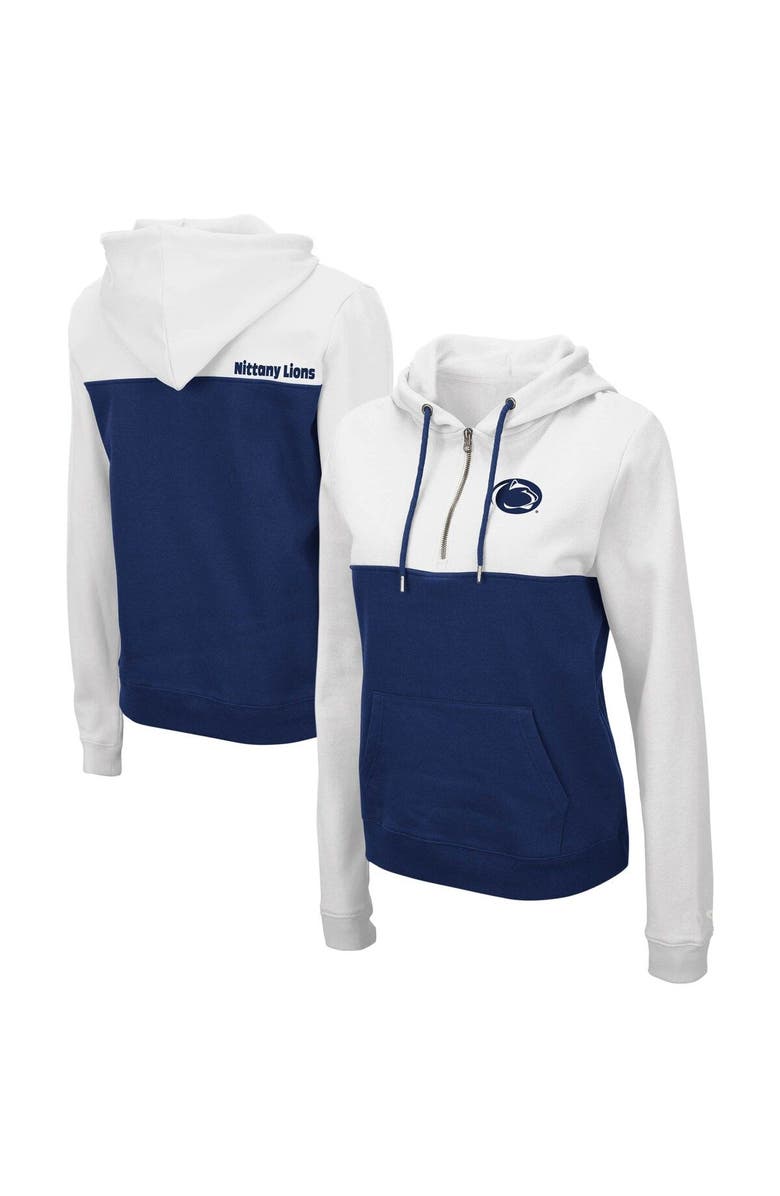 COLOSSEUM Women's Colosseum White/Navy Penn State Nittany Lions Aidan Lightweight Half-Zip Hoodie, Main, color, White