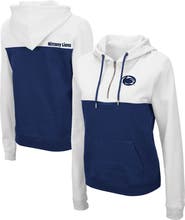 COLOSSEUM Women's Colosseum White/Navy Penn State Nittany Lions Aidan Lightweight Half-Zip Hoodie