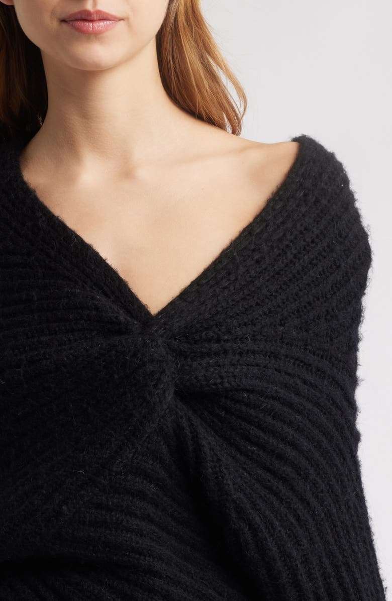 Cult Gaia Lea Knit Off the Shoulder Sweater, Alternate, color, Black