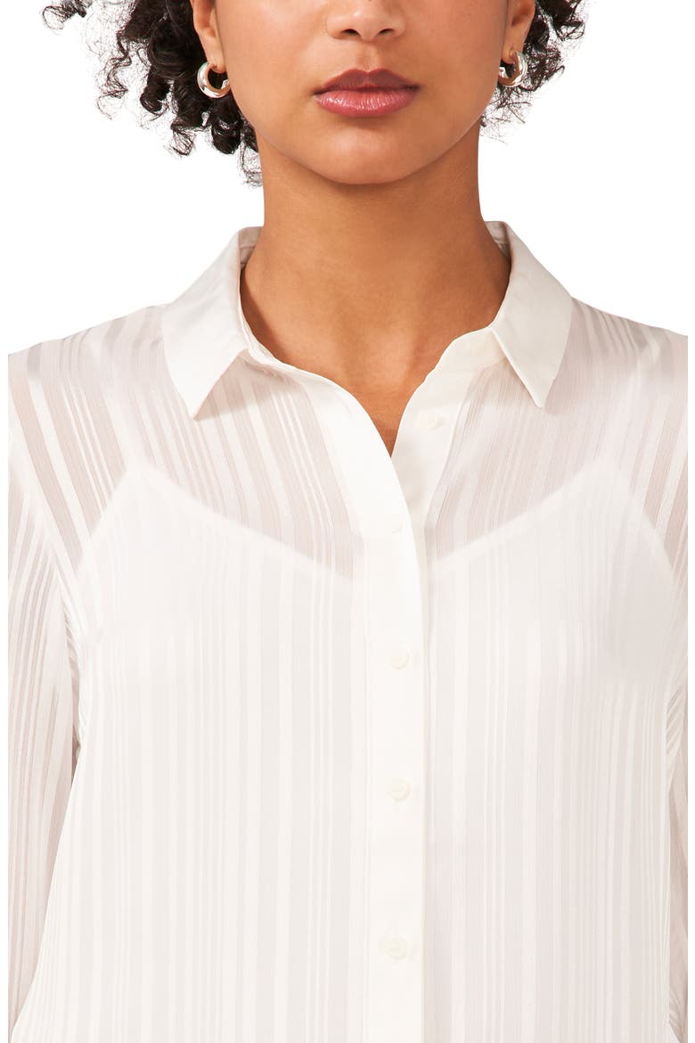 Variegated Tonal Stripe Button-Up Tunic Shirt, Alternate, color, NEW IVORY