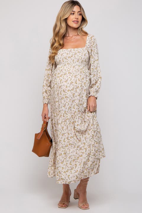 Floral Smocked Long Sleeve Maxi Dress
