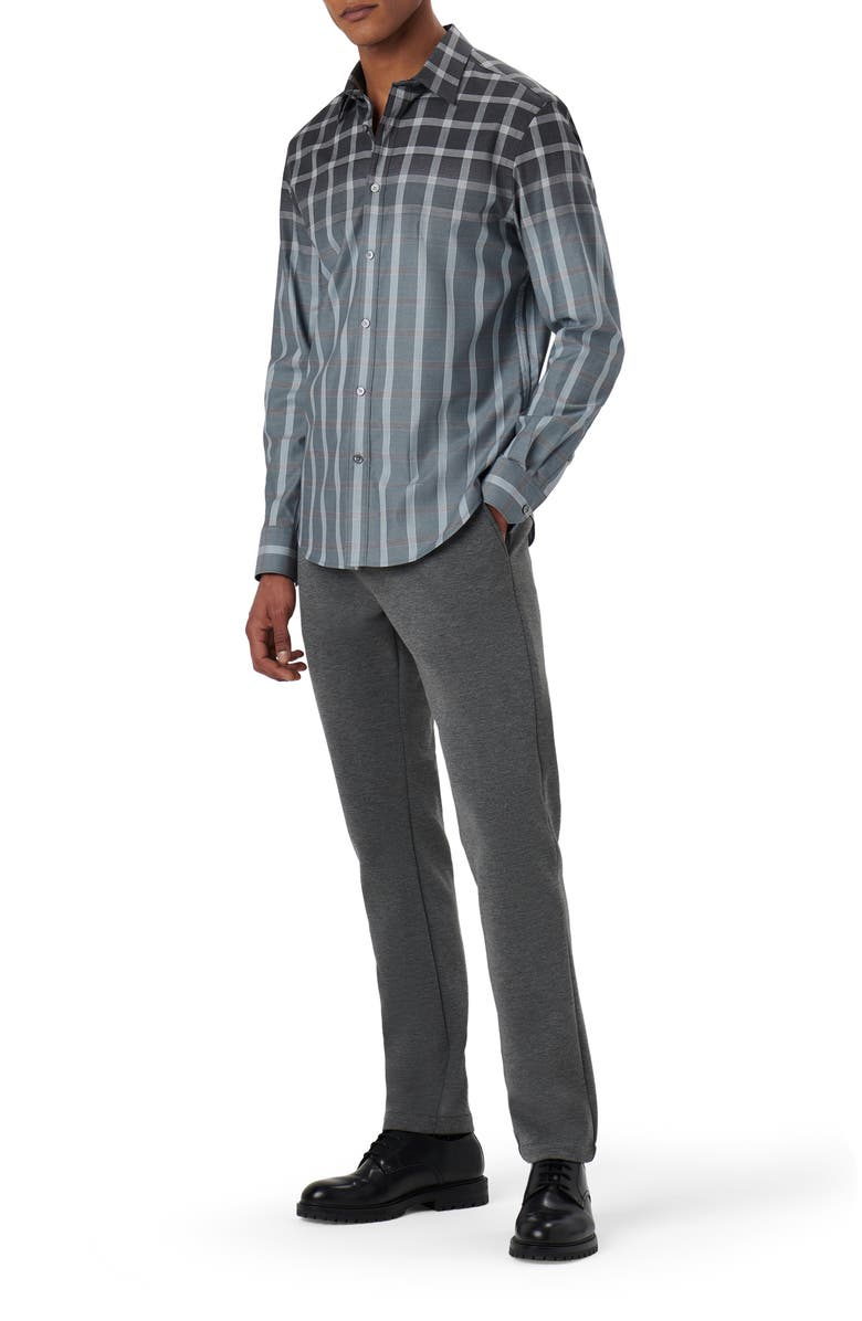 Bugatchi Julian Shaped Fit Ombré Check Stretch Cotton Button-Up Shirt, Alternate, color, 