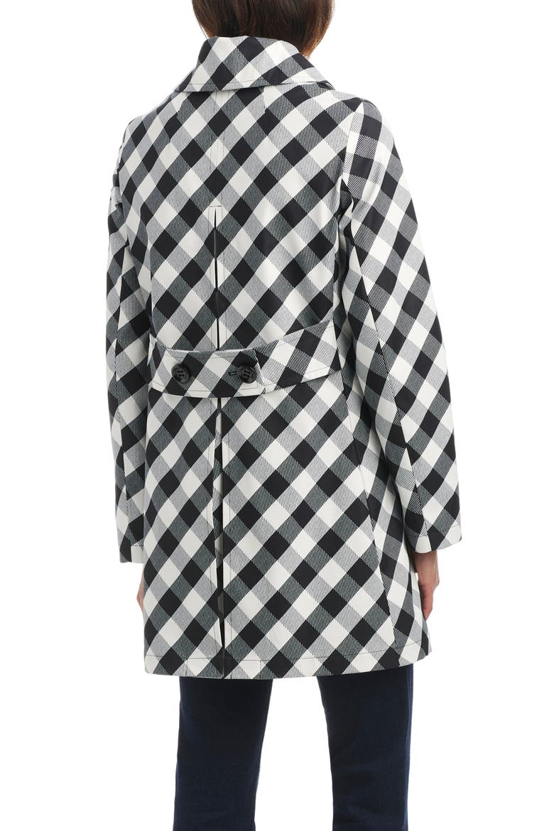 hooded water resistant a-line trench coat, Alternate, color, BLACK