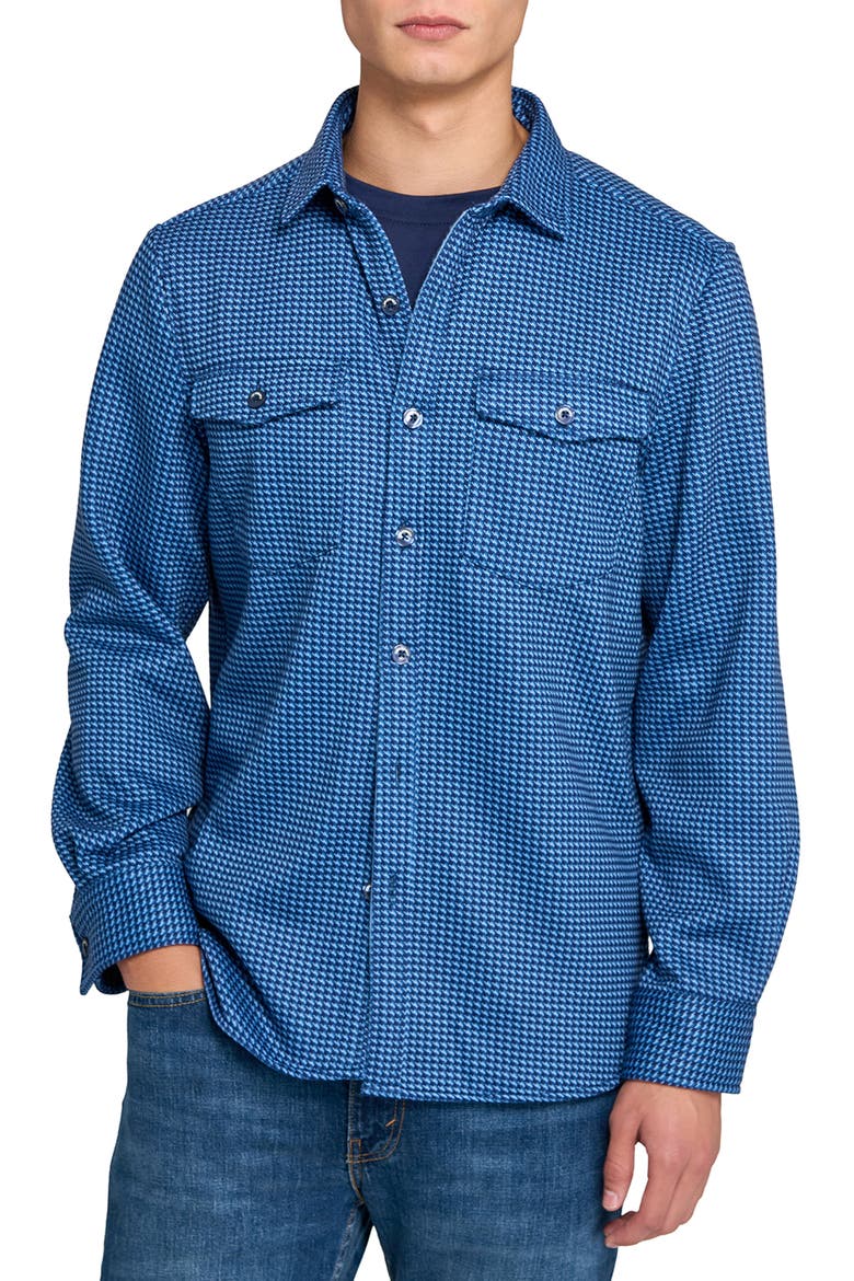 Houndstooth Shirt Jacket, Main, color, NAVY/BLUE